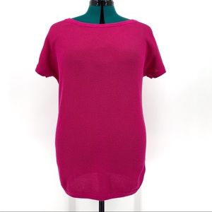 2/$25 Kersh Short Sleeve Pink Net Knit Sweater, Large